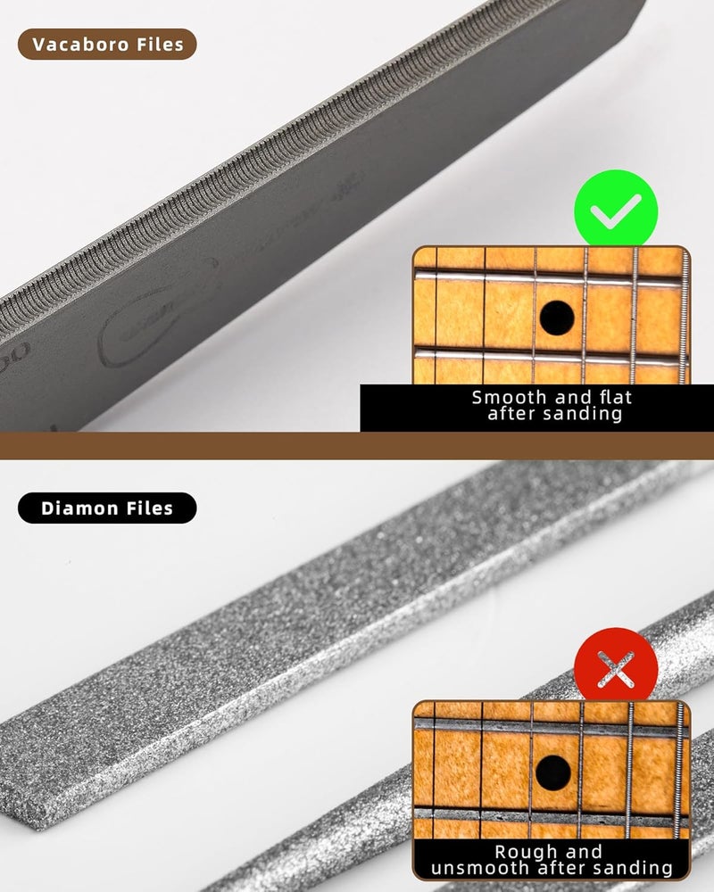 Vacaboro Guitar Crowning File, Double-Sided Fret Crowning Files Luthier Tools, Professional High Carbon Steel Design Duitar Fret File for Electric, Acoustic and Bass Guitars - MD, LG, XL Frets - Image 5